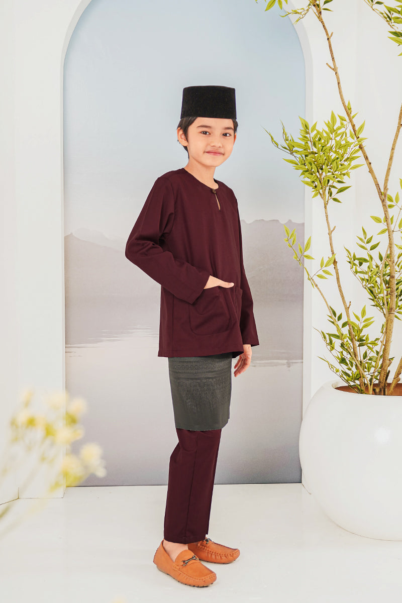 BAJU MELAYU BUDI 02 KIDS - Burgundy