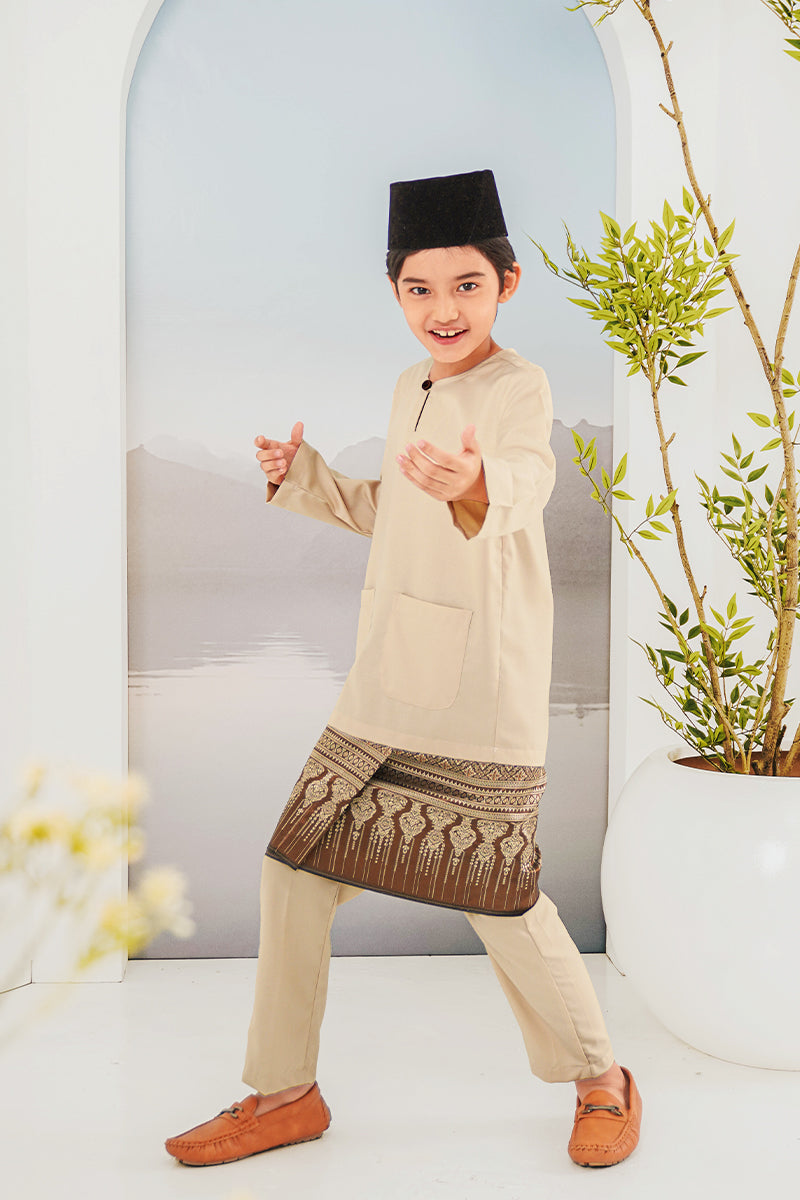 BAJU MELAYU BUDI 14 KIDS - Almond