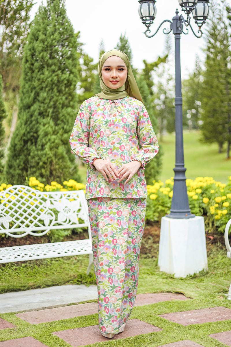 DAILY KURUNG BUNGA 01 - Pastel Green