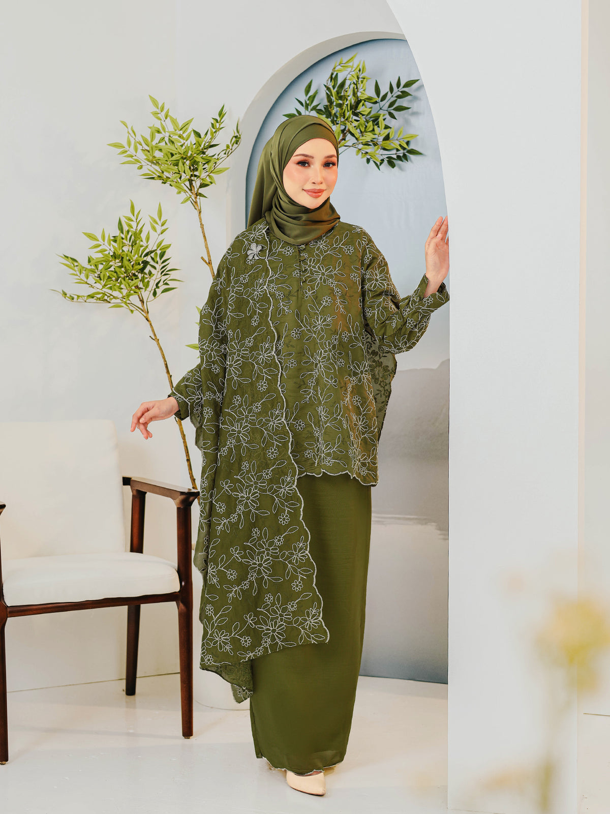KAPAS CAHYA 04 - Olive Green (Selendang Included)